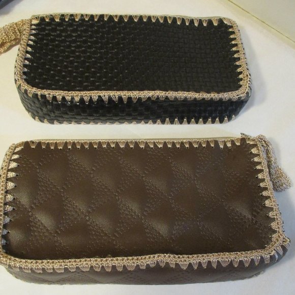 Lot of 2 Handmade Brown Ladies or Mens Pouches Make-up Cases Wallet - Picture 1 of 9